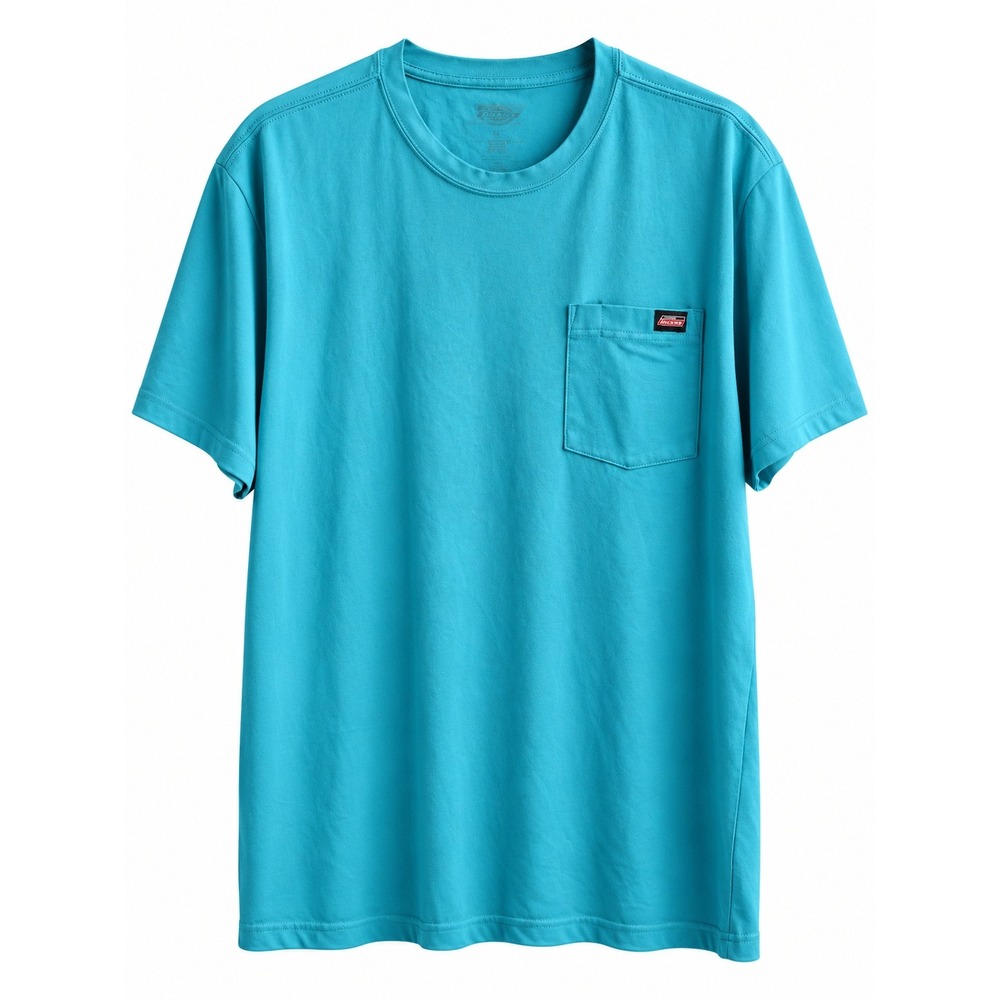 Dickies Men's XL Turquoise Blue Short Sleeve Pocket Work T-Shirt Logo